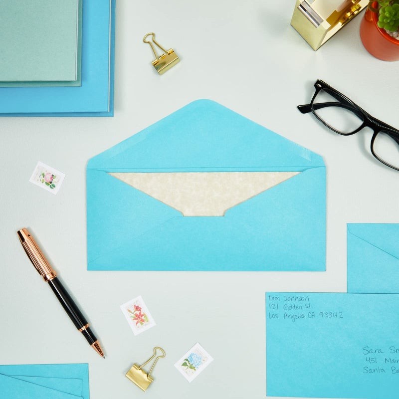 Sustainable Greetings Number 10 Letter Envelopes - Secure Gummed Seal Business, Colored & Wedding Envelopes - Party Mailers - Blue, Pack of 200, 4.125 x 9.5 In - Image 4